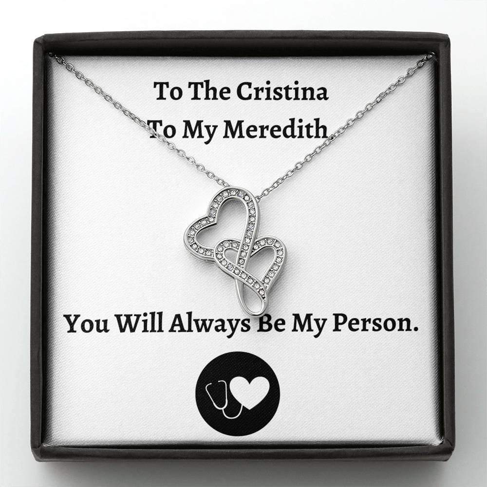 TO MY PERSON "CRISTINA AND MEREDITH" DOUBLE HEARTS NECKLACE GIFT SET - ON CLOUD NINE GIFTS