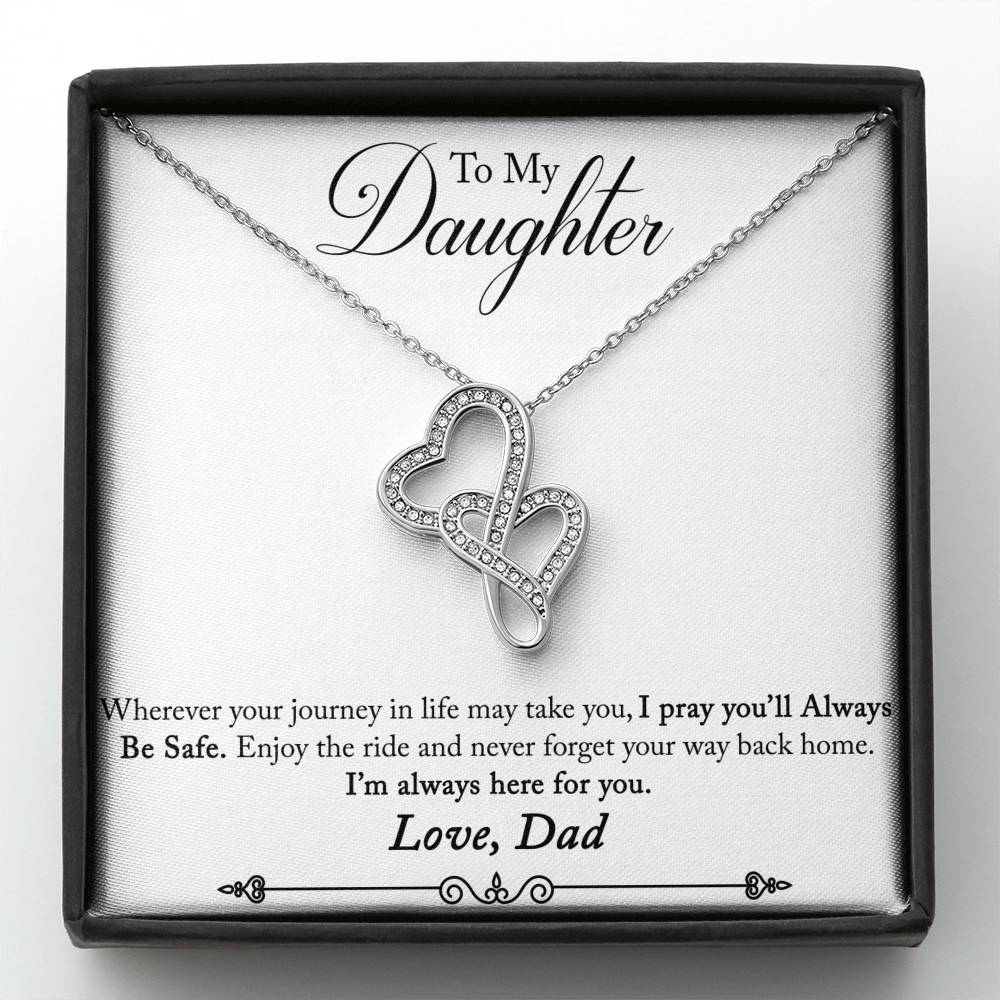 TO MY DAUGHTER "ENJOY THE RIDE" DOUBLE HEARTS NECKLACE GIFT SET - ON CLOUD NINE GIFTS