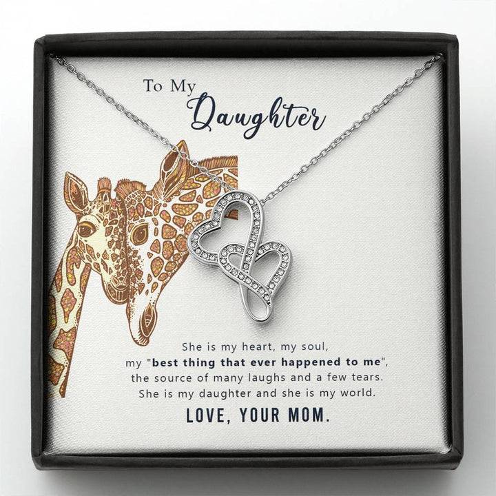 TO MY DAUGHTER "MY WORLD" DOUBLE HEARTS NECKLACE GIFT SET - ON CLOUD NINE GIFTS