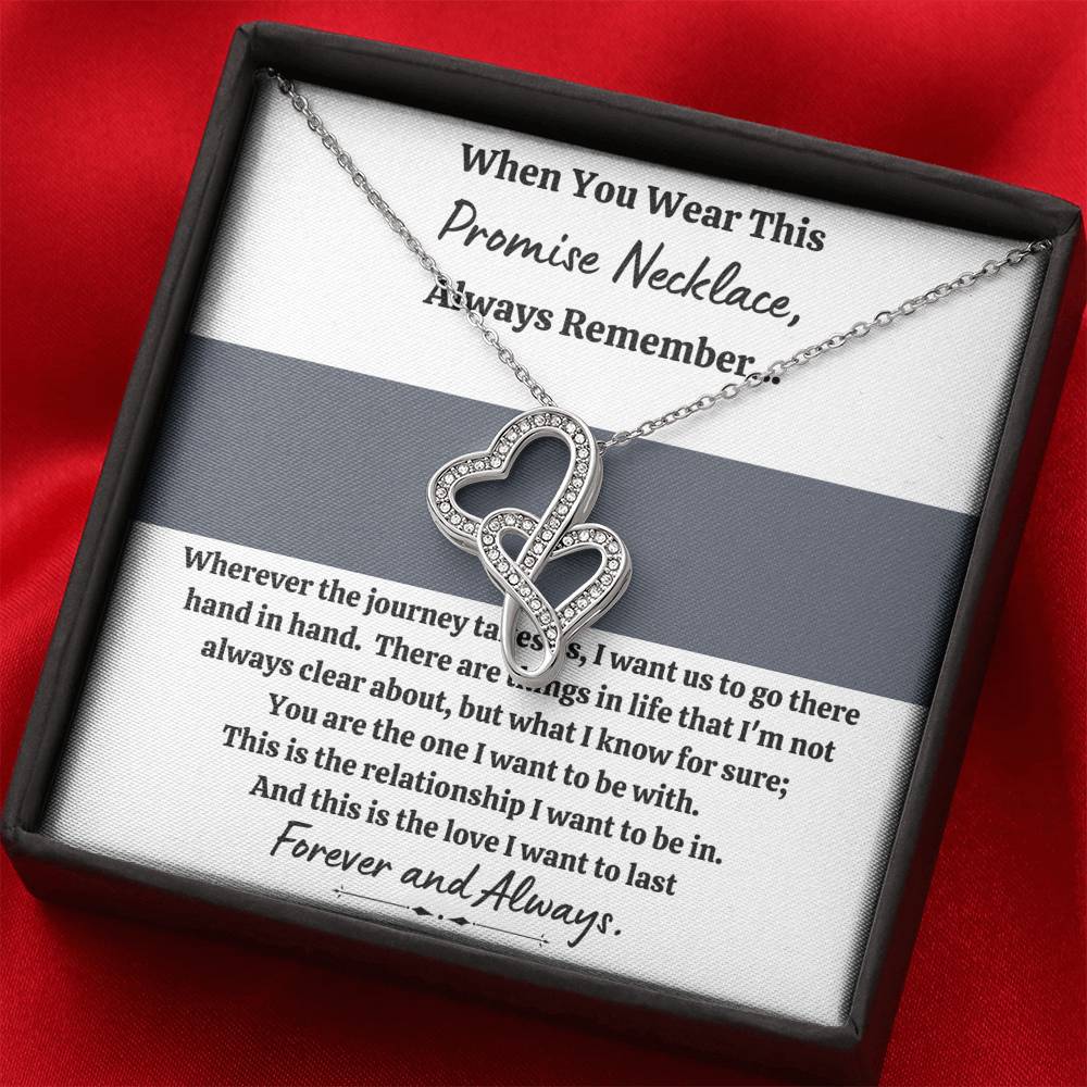 TO MY LOVE "PROMISE NECKLACE - GREY" DOUBLE HEARTS NECKLACE GIFT SET - ON CLOUD NINE GIFTS