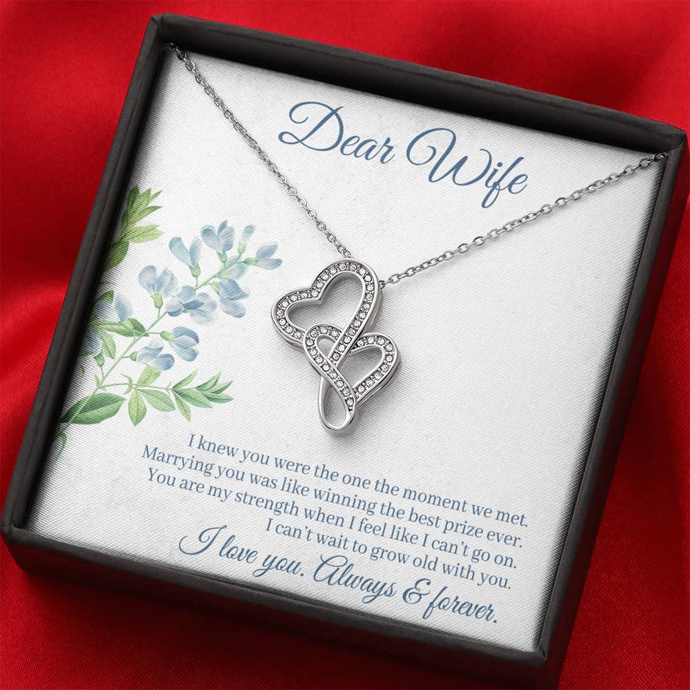 DEAR WIFE "THE ONE" DOUBLE HEARTS NECKLACE GIFT SET - ON CLOUD NINE GIFTS