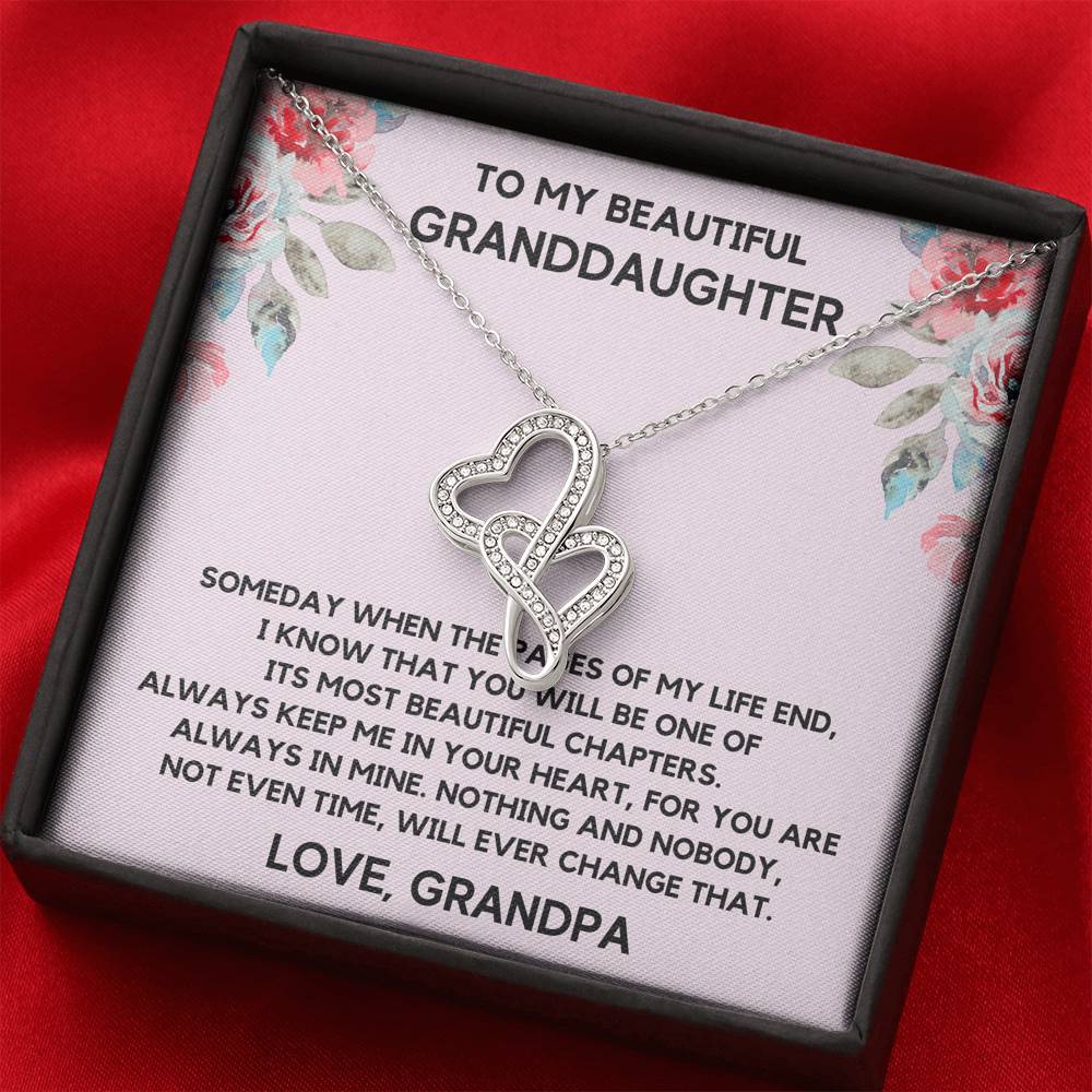 TO MY BEAUTIFUL GRANDDAUGHTER FROM GRANDPA CHAPTERS FLOWERS DOUBLE HEARTS NECKLACE GIFT SET - ON CLOUD NINE GIFTS
