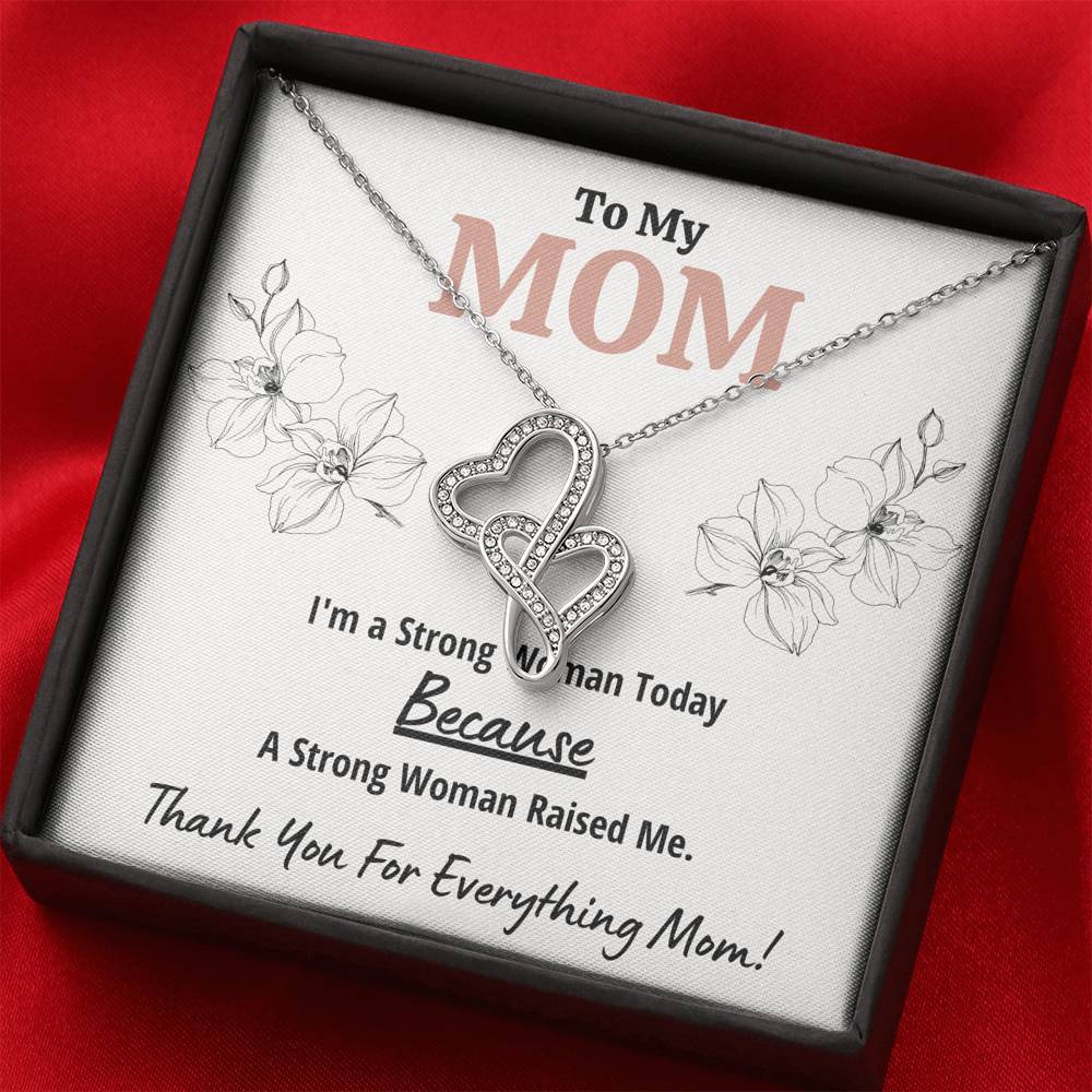 TO MY MOM "STRONG WOMAN" DOUBLE HEARTS NECKLACE GIFT SET - ON CLOUD NINE GIFTS