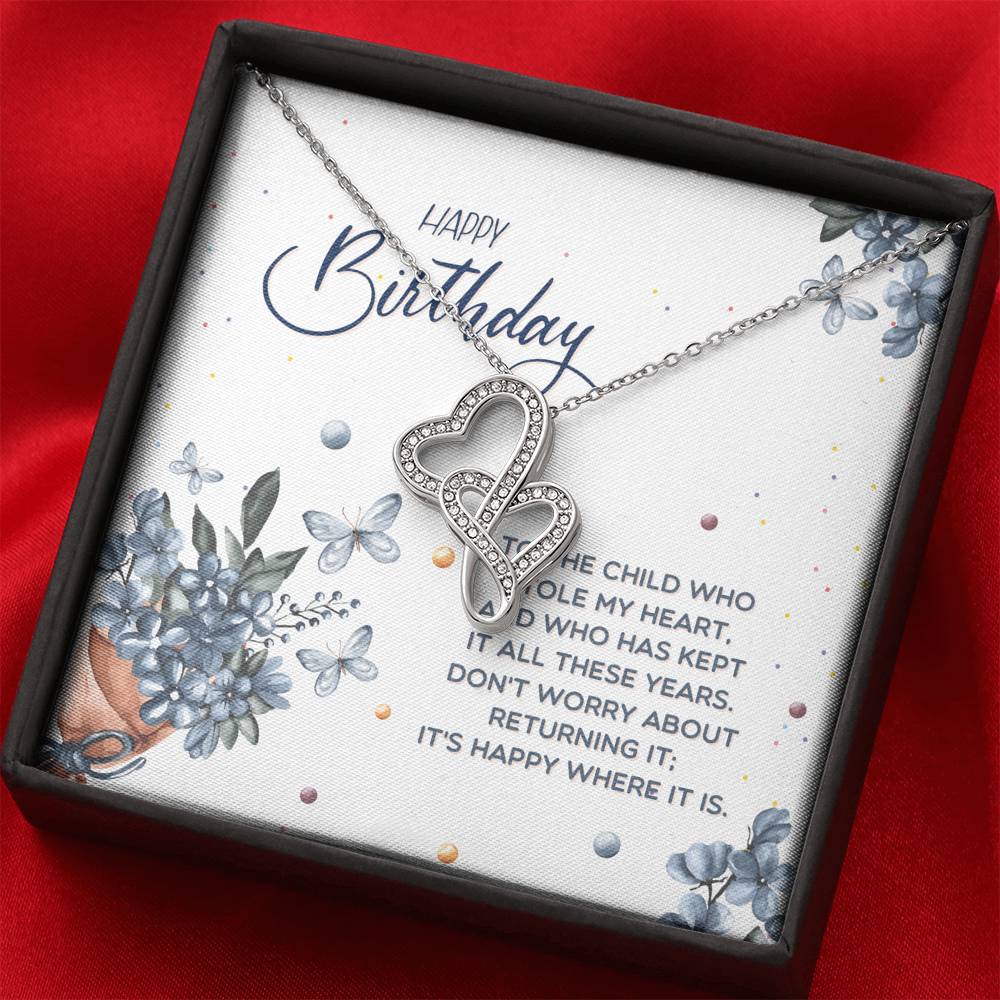 TO MY DAUGHTER "STOLE MY HEART" DOUBLE HEARTS NECKLACE BIRTHDAY GIFT SET - ON CLOUD NINE GIFTS