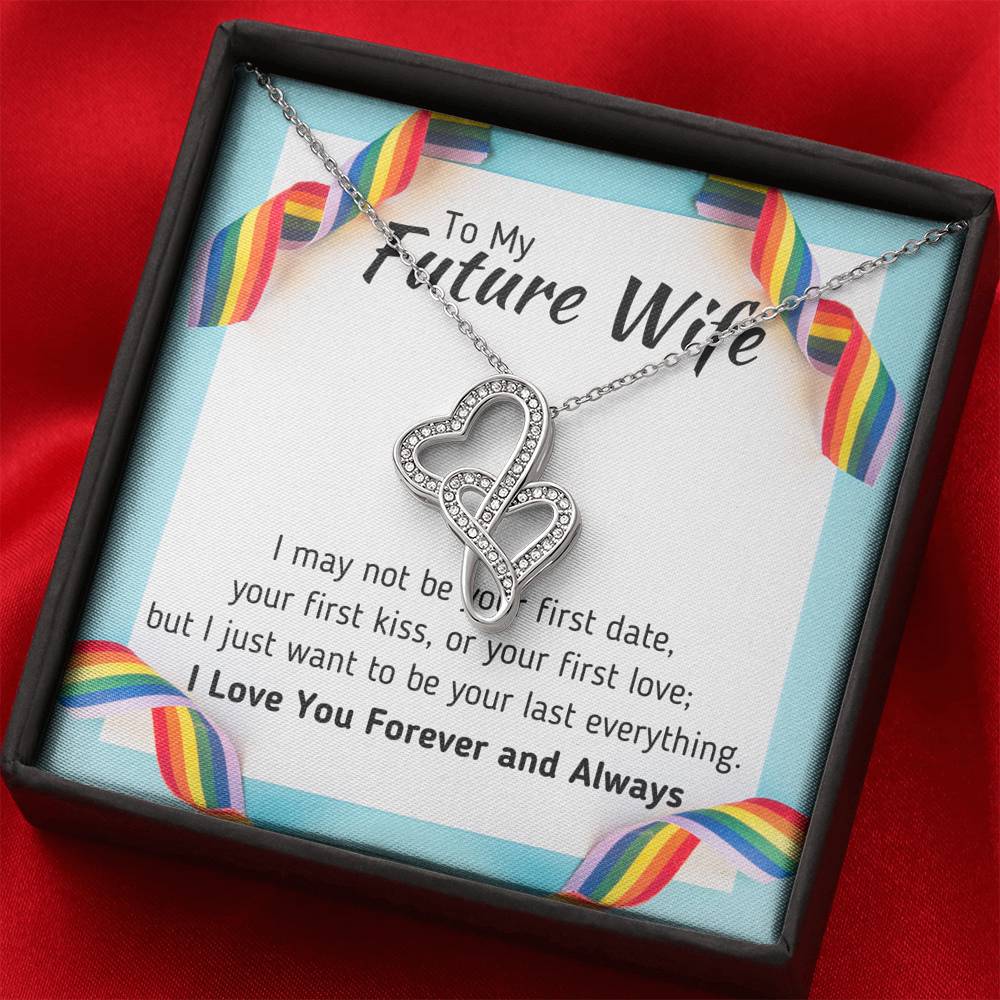TO MY FUTURE WIFE LGBT DOUBLE HEARTS NECKLACE GIFT SET - ON CLOUD NINE GIFTS
