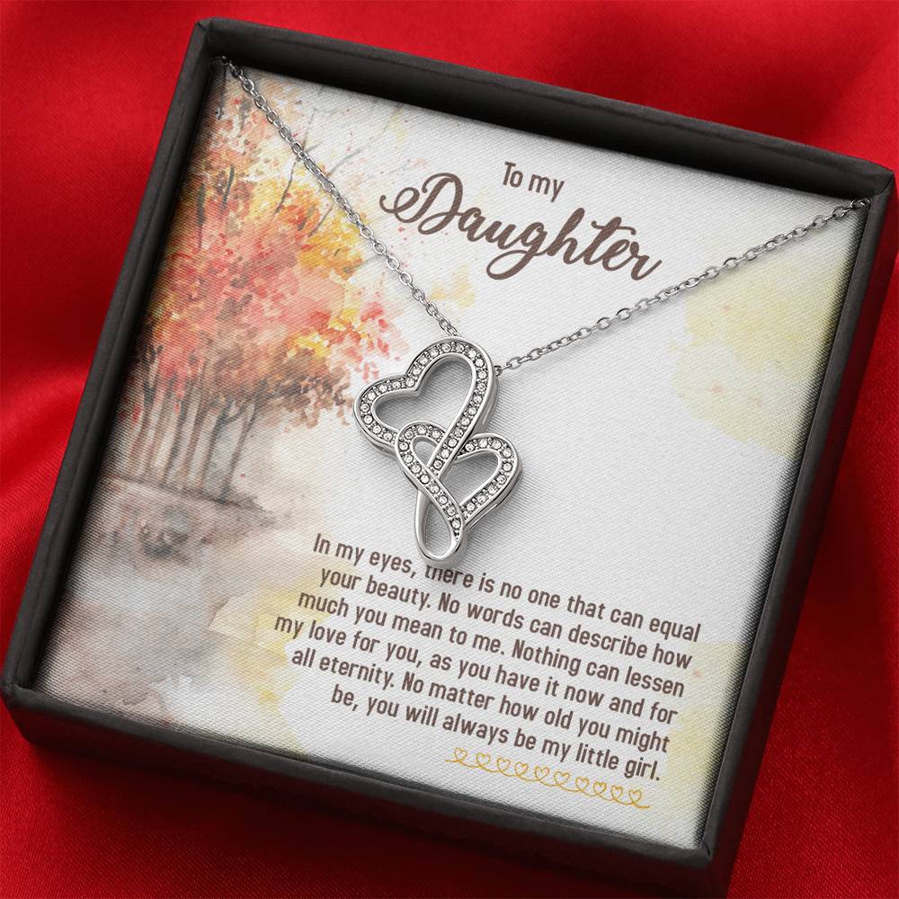 TO MY DAUGHTER "EQUAL YOUR BEAUTY - FALL" DOUBLE HEARTS NECKLACE GIFT SET - ON CLOUD NINE GIFTS
