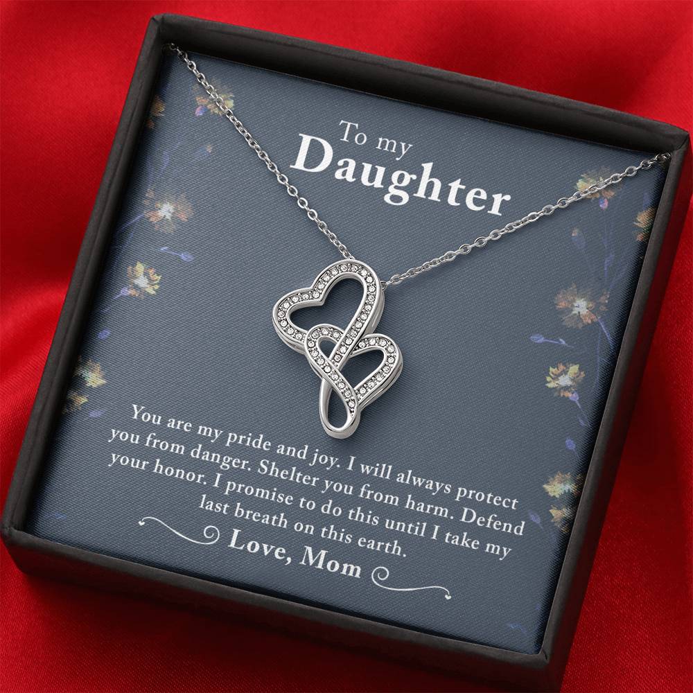 TO MY DAUGHTER "LAST BREATH" DOUBLE HEARTS NECKLACE GIFT SET - ON CLOUD NINE GIFTS