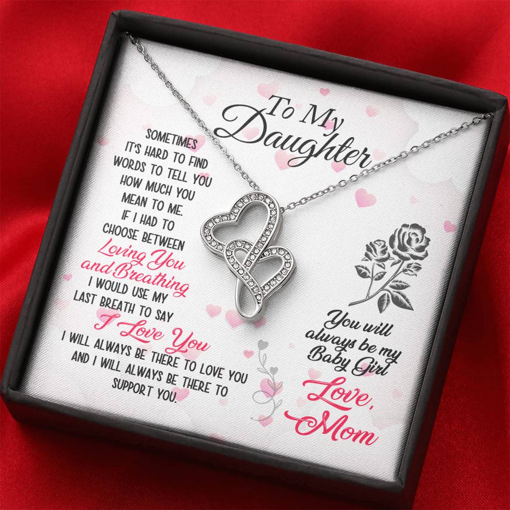 TO MY DAUGHTER "BREATHING" DOUBLE HEARTS NECKLACE GIFT SET - ON CLOUD NINE GIFTS