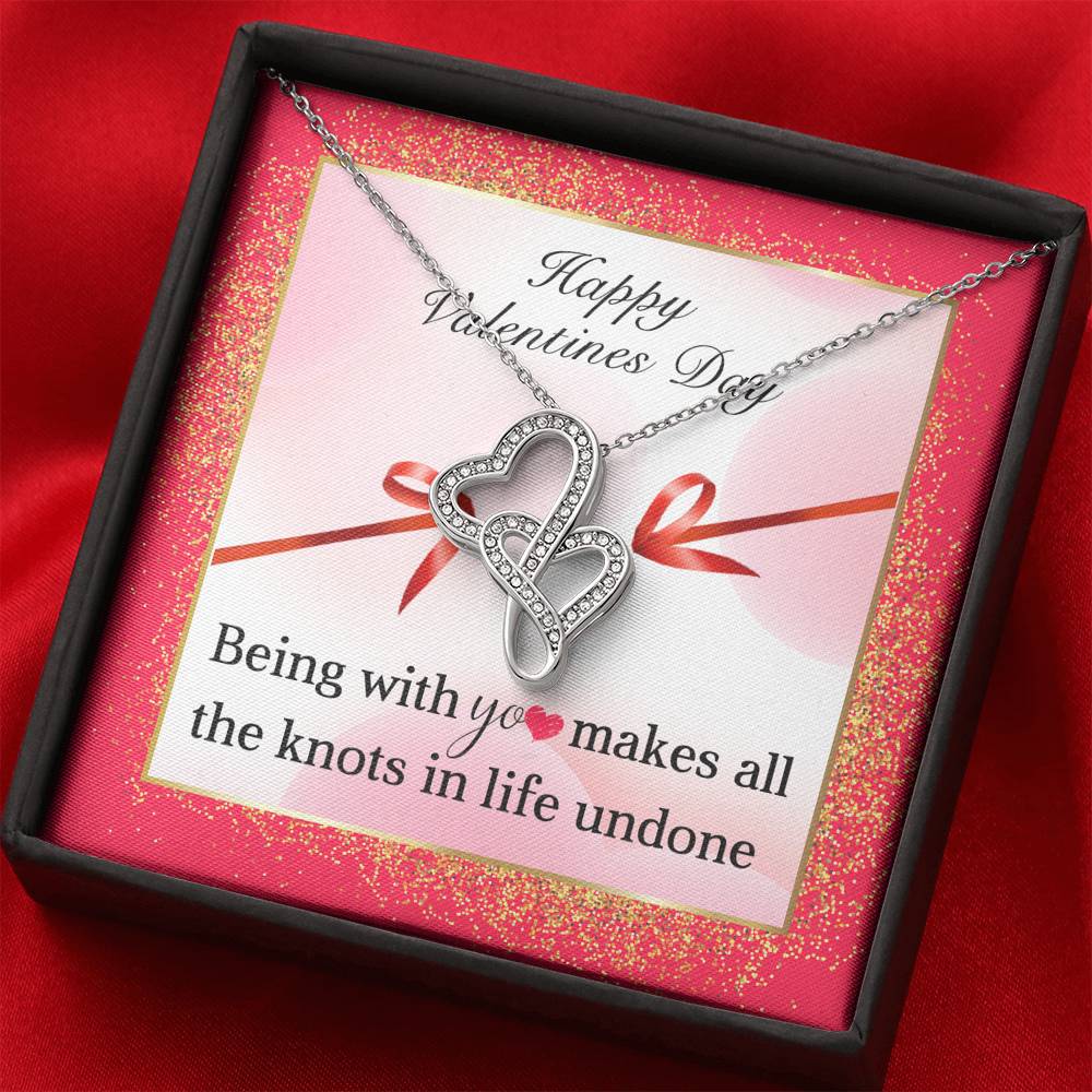TO MY LOVE "KNOTS" DOUBLE HEARTS NECKLACE VALENTINES DAY GIFT SET - ON CLOUD NINE GIFTS