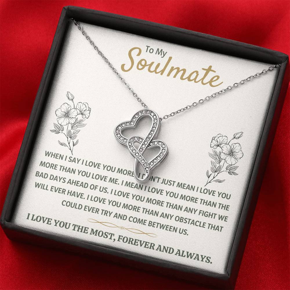 TO MY SOULMATE "THE MOST - GOLDEN" DOUBLE HEARTS NECKLACE GIFT SET - ON CLOUD NINE GIFTS