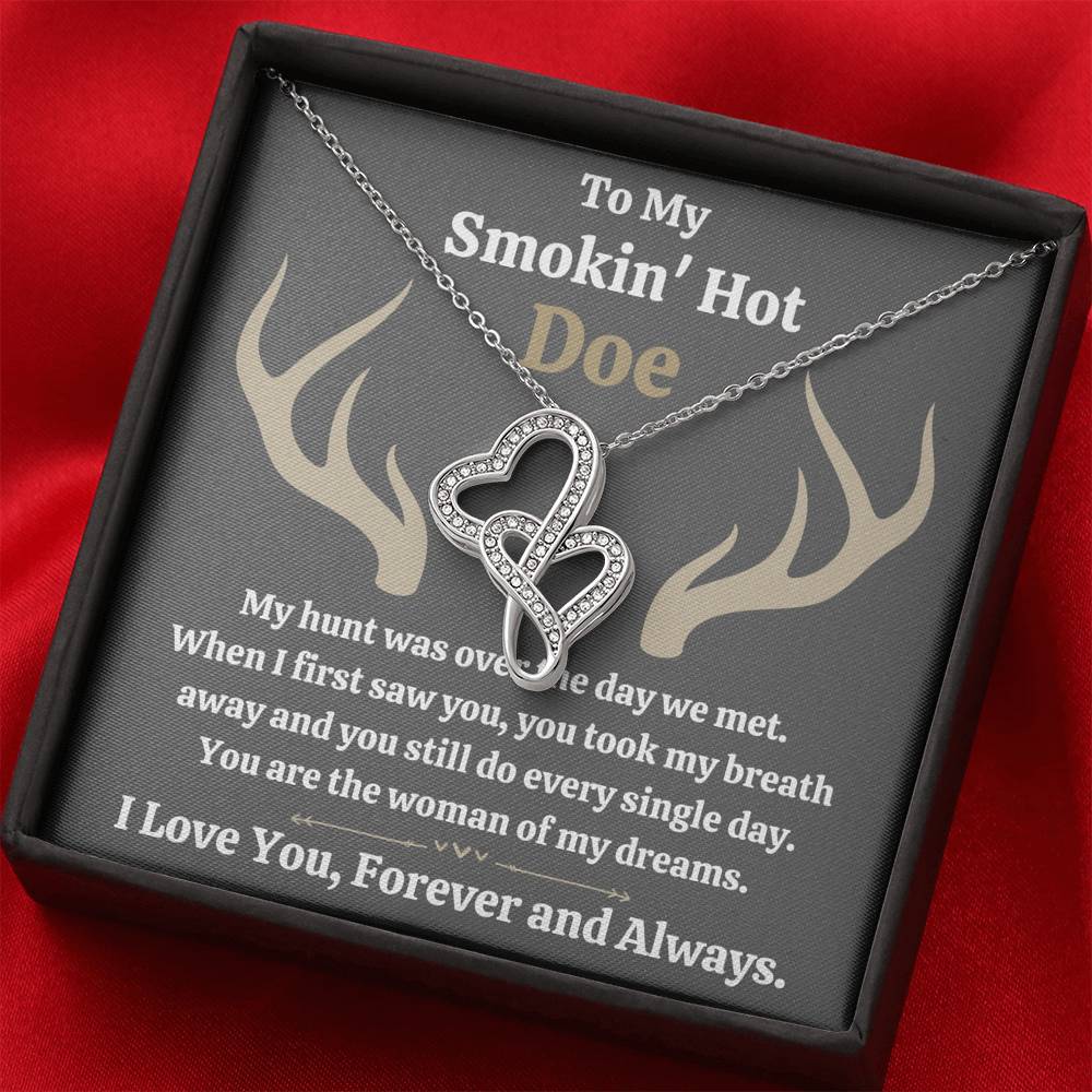 TO MY SMOKIN HOT DOE "DREAMS - DARK" DOUBLE HEARTS NECKLACE GIFT SET - ON CLOUD NINE GIFTS