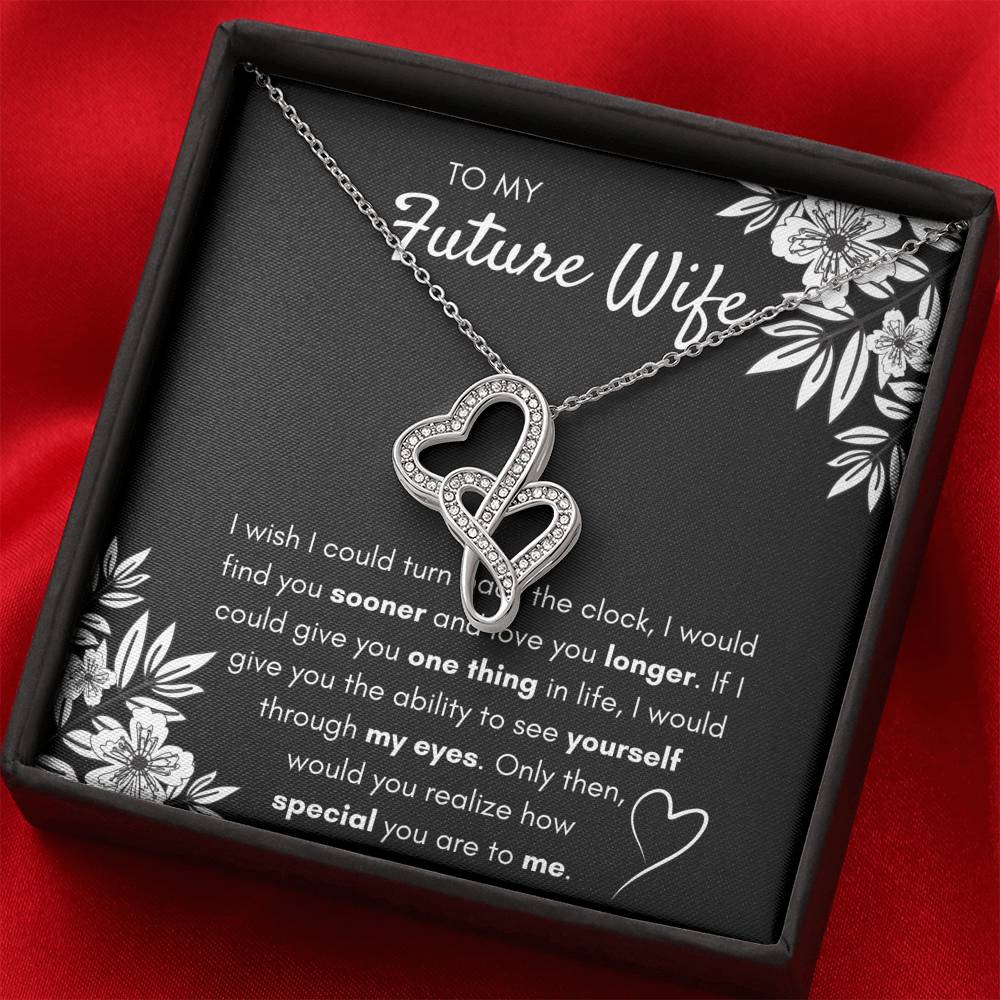 TO MY FUTURE WIFE "FIND YOU SOONER" DOUBLE HEARTS NECKLACE GIFT SET - ON CLOUD NINE GIFTS