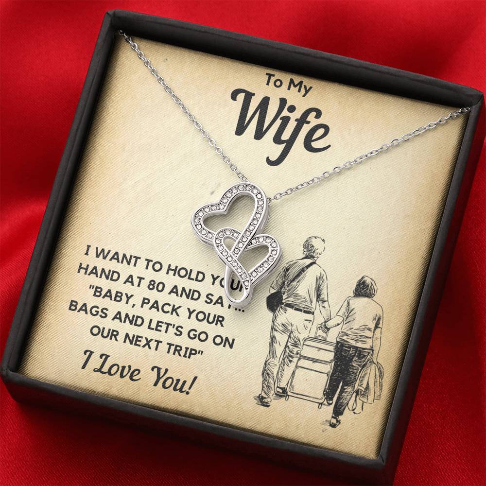 TO MY WIFE BAGS DOUBLE HEARTS NECKLACE GIFT SET - ON CLOUD NINE GIFTS