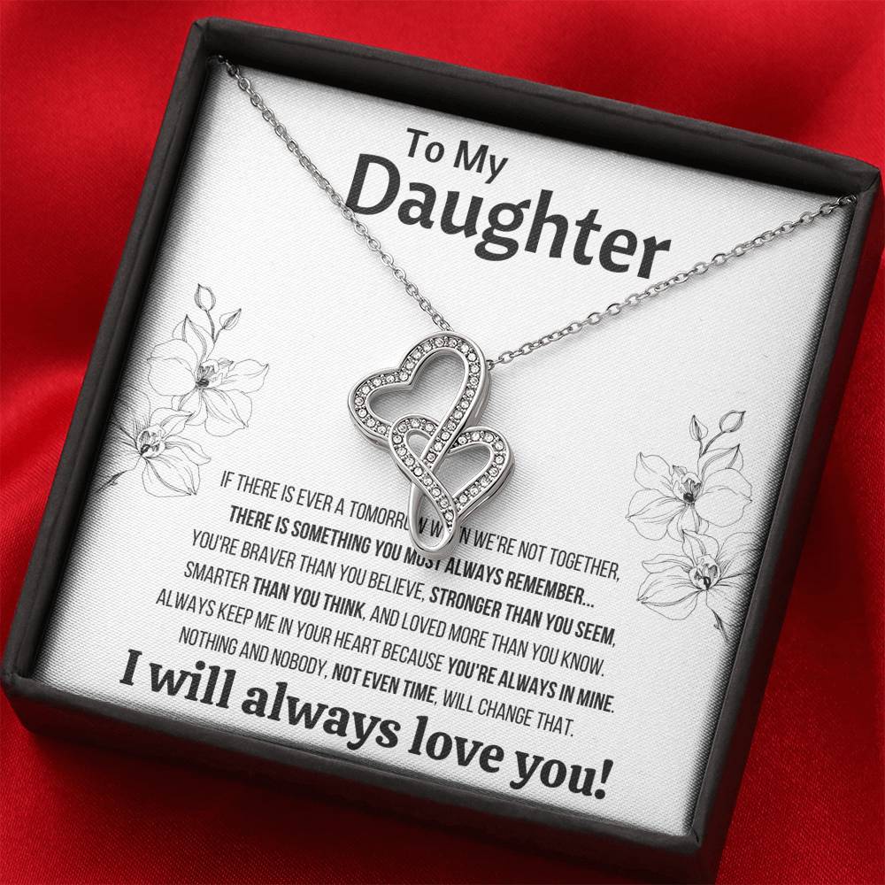 TO MY DAUGHTER "NOT EVEN TIME" DOUBLE HEARTS NECKLACE GIFT SET - ON CLOUD NINE GIFTS
