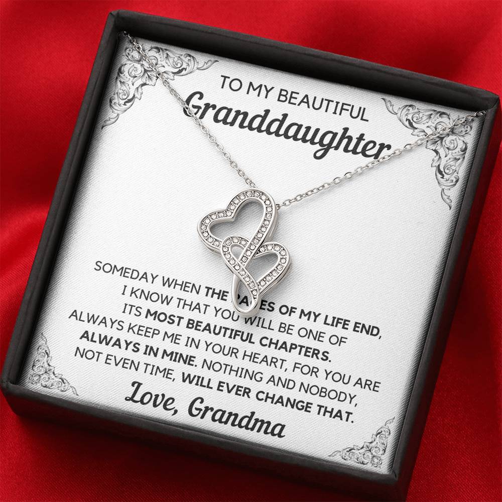 TO MY BEAUTIFUL GRANDDAUGHTER FROM GRANDMA CHAPTERS DOUBLE HEARTS NECKLACE GIFT SET - ON CLOUD NINE GIFTS