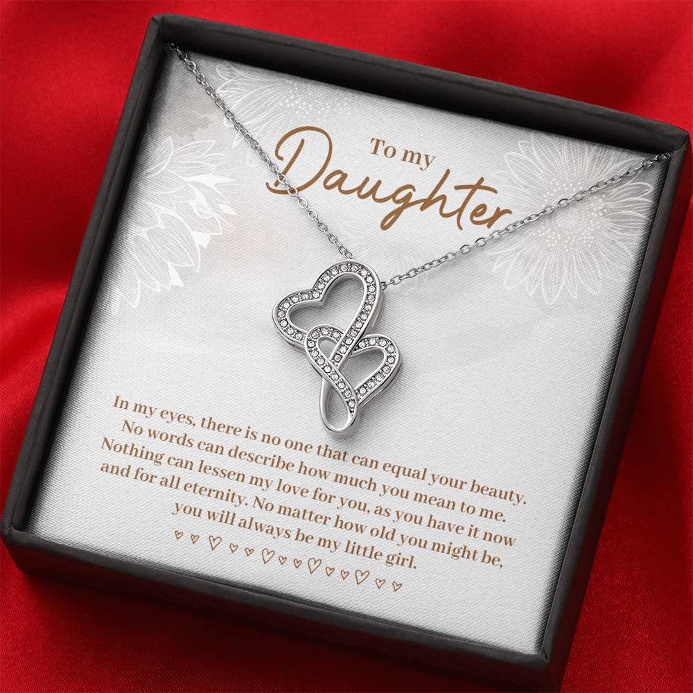 TO MY DAUGHTER "EQUAL YOUR BEAUTY" DOUBLE HEARTS NECKLACE GIFT SET - ON CLOUD NINE GIFTS