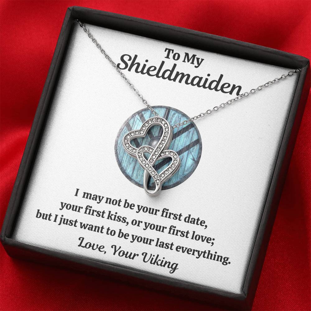 TO MY SHIELDMAIDEN "LAST EVERYTHING - BLUE" DOUBLE HEARTS NECKLACE GIFT SET - ON CLOUD NINE GIFTS