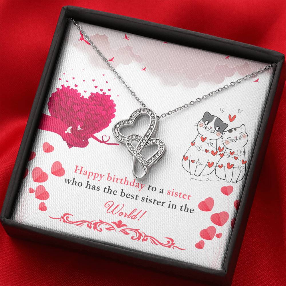 TO MY SISTER "BEST IN THE WORLD" DOUBLE HEARTS NECKLACE GIFT SET - ON CLOUD NINE GIFTS