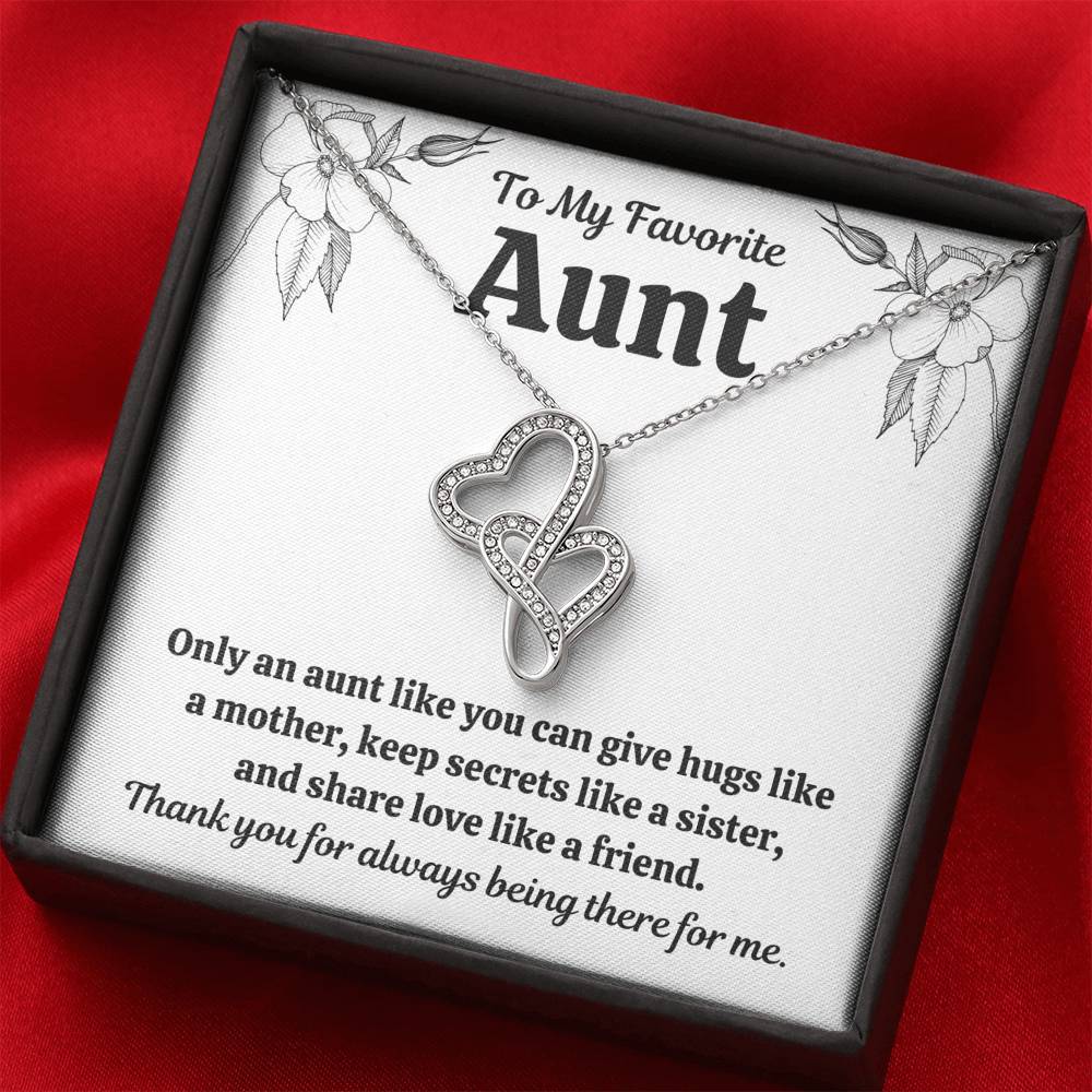 TO MY FAV AUNT "LIKE" DOUBLE HEARTS NECKLACE GIFT SET - ON CLOUD NINE GIFTS