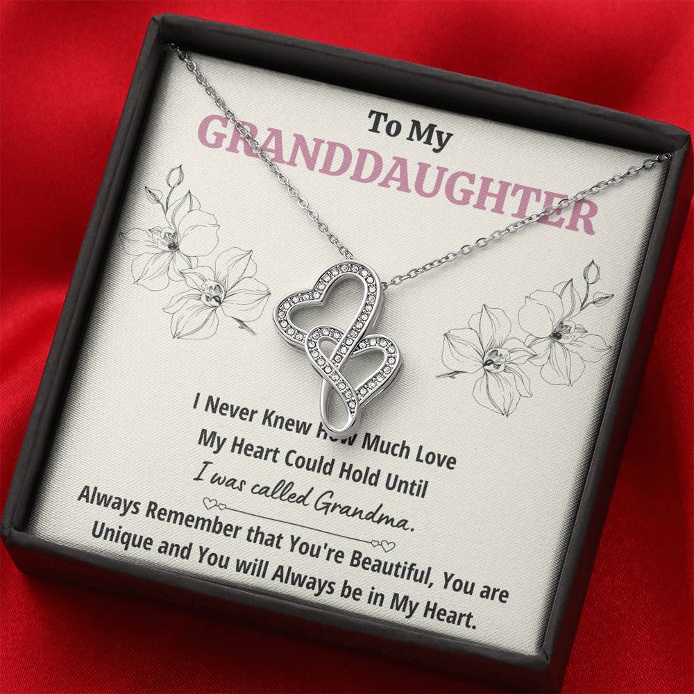 TO MY GRANDDAUGHTER "CALLED GRANDMA" DOUBLE HEARTS NECKLACE GIFT SET - ON CLOUD NINE GIFTS