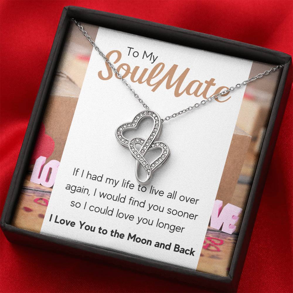 TO MY SOULMATE "LOVE YOU LONGER" DOUBLE HEARTS NECKLACE GIFT SET - ON CLOUD NINE GIFTS