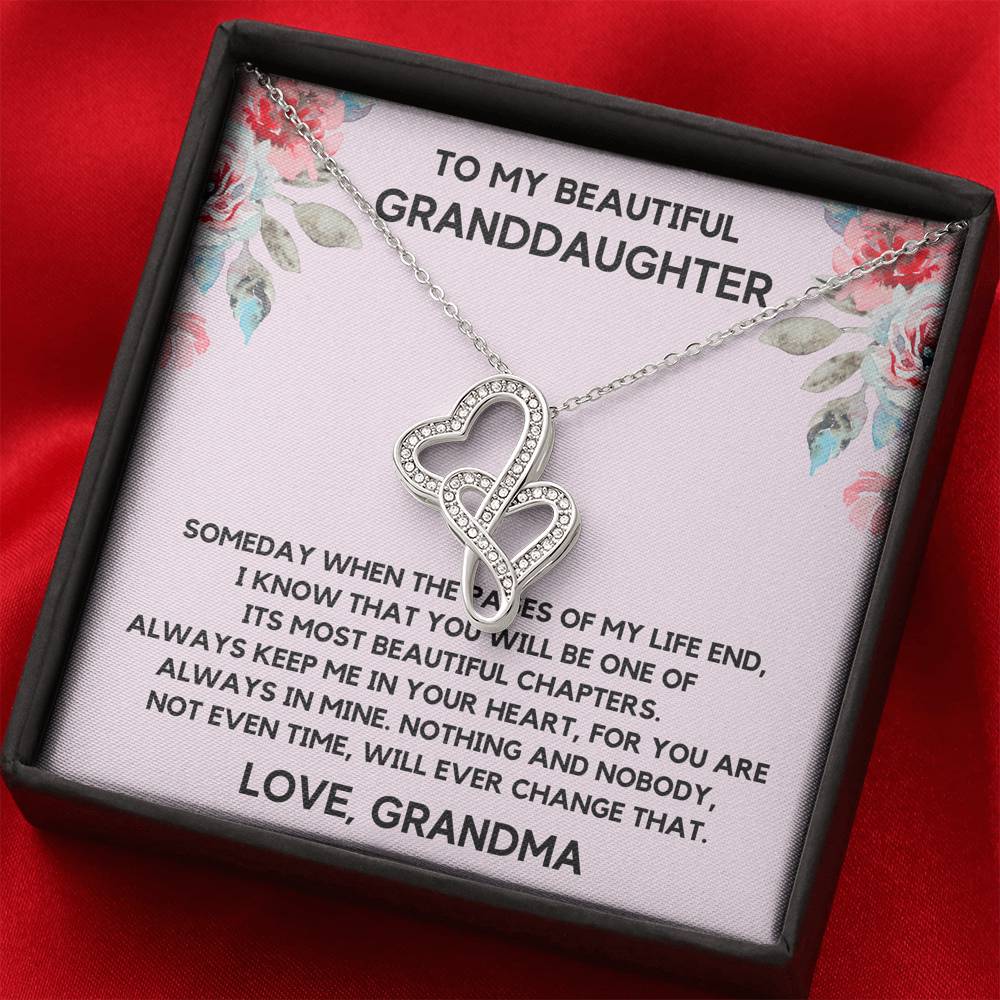 TO MY BEAUTIFUL GRANDDAUGHTER FROM GRANDMA CHAPTERS FLOWERS DOUBLE HEARTS NECKLACE GIFT SET - ON CLOUD NINE GIFTS