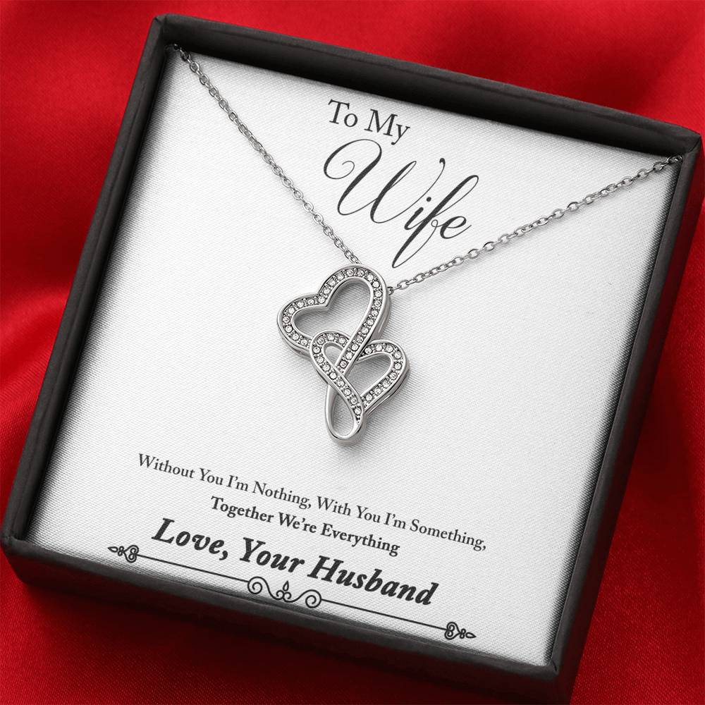 TO MY WIFE "EVERYTHING - SO" DOUBLE HEARTS NECKLACE GIFT SET - ON CLOUD NINE GIFTS