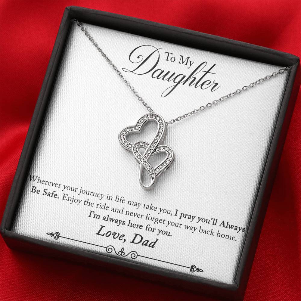 TO MY DAUGHTER "ENJOY THE RIDE" DOUBLE HEARTS NECKLACE GIFT SET - ON CLOUD NINE GIFTS