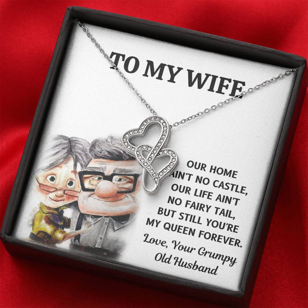 TO MY WIFE "CASTLE - UP" DOUBLE HEARTS NECKLACE GIFT SET - ON CLOUD NINE GIFTS