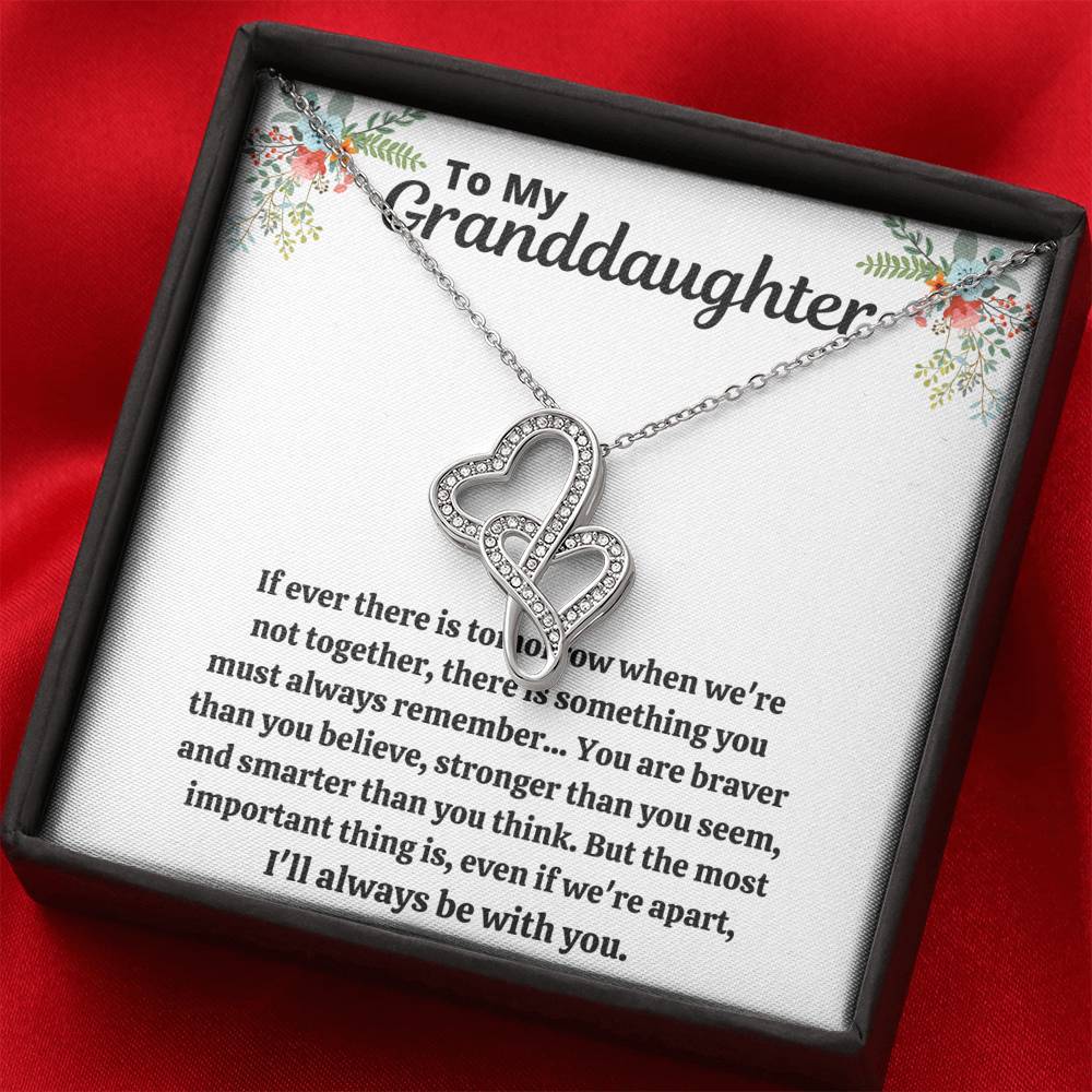 TO MY GRANDDAUGHTER "STRONGER THAN YOU SEEM" DOUBLE HEARTS NECKLACE GIFT SET - ON CLOUD NINE GIFTS