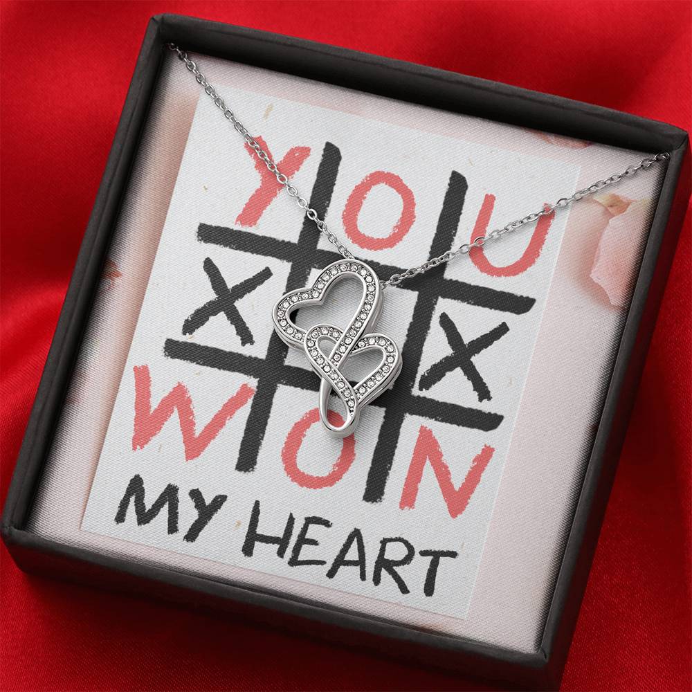 TO MY LOVE "TIC TAC TOE" DOUBLE HEARTS NECKLACE VALENTINES DAY GIFT SET - ON CLOUD NINE GIFTS