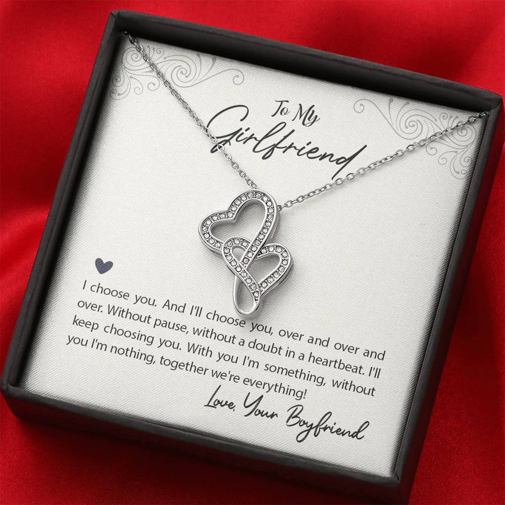 TO MY GIRLFRIEND "WE'RE EVERYTHING" DOUBLE HEARTS NECKLACE GIFT SET - ON CLOUD NINE GIFTS