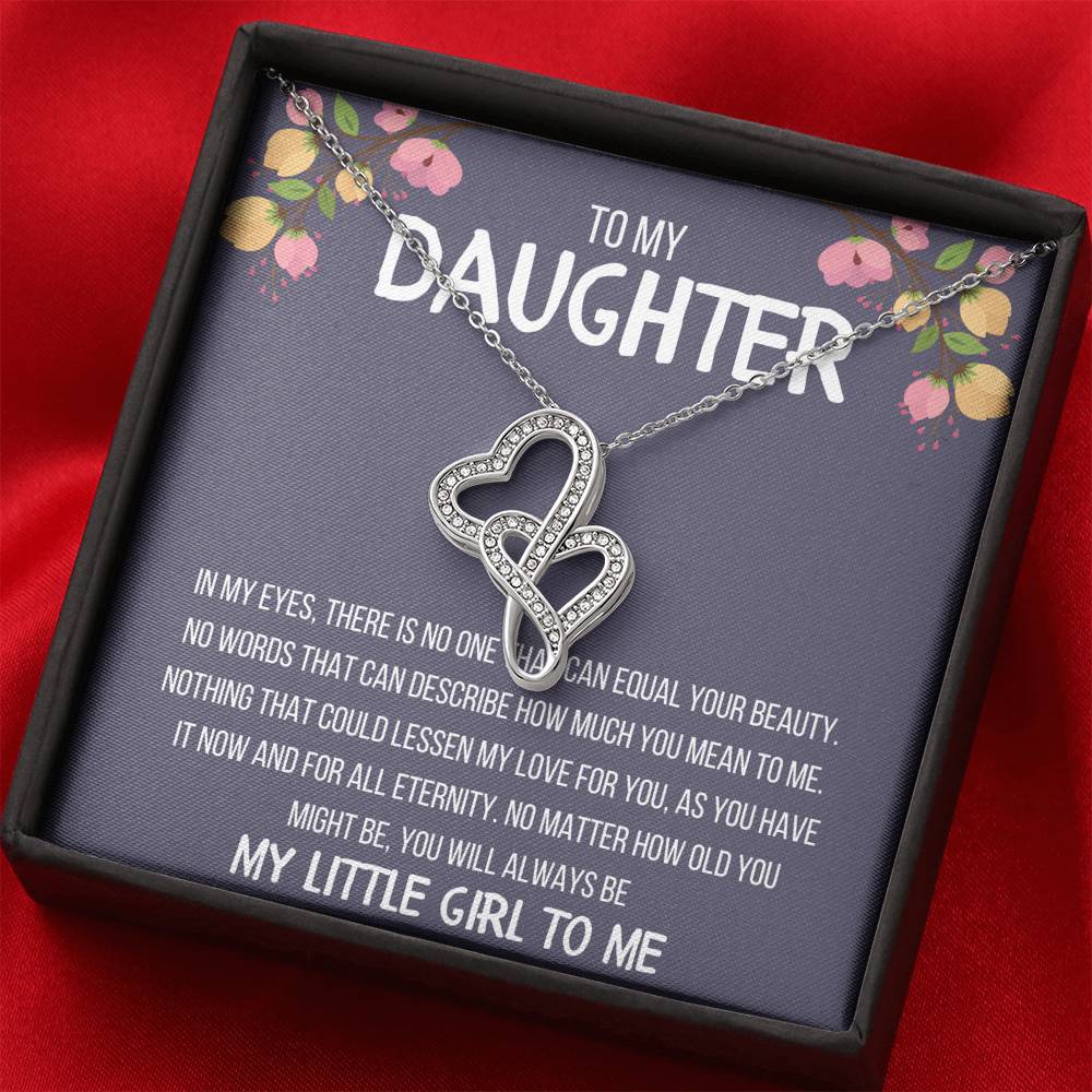 TO MY DAUGHTER "MY LITTLE GIRL TO ME" DOUBLE HEARTS NECKLACE GIFT SET - ON CLOUD NINE GIFTS