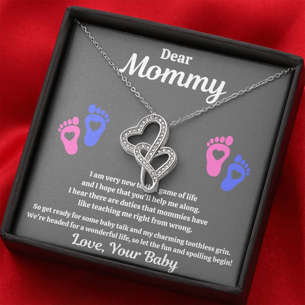 DEAR MOMMY "SPOILING HEART-FEET" DOUBLE HEARTS NECKLACE GIFT SET - ON CLOUD NINE GIFTS