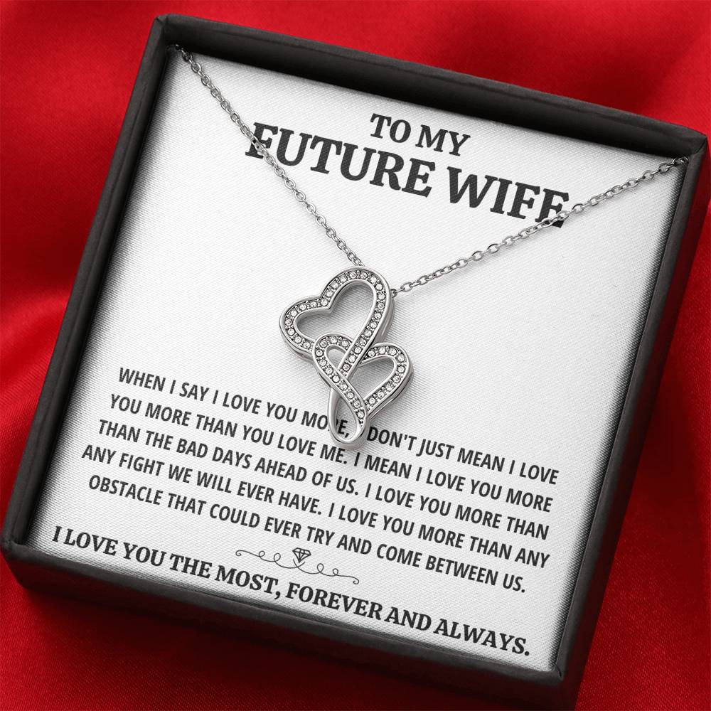 TO MY FUTURE WIFE "THE MOST - WHITE" DOUBLE HEARTS NECKLACE GIFT SET - ON CLOUD NINE GIFTS
