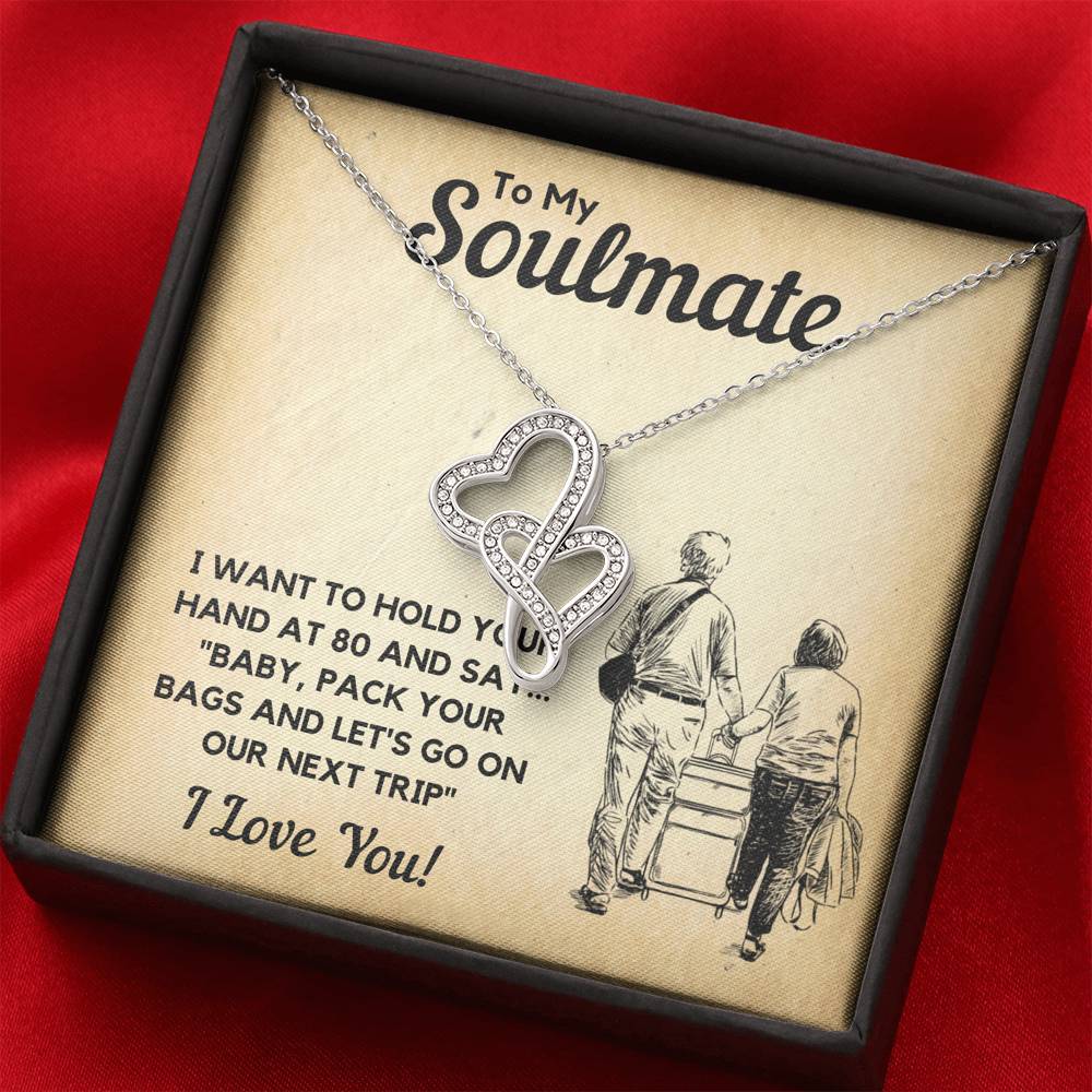 TO MY SOULMATE BAGS DOUBLE HEARTS NECKLACE GIFT SET - ON CLOUD NINE GIFTS