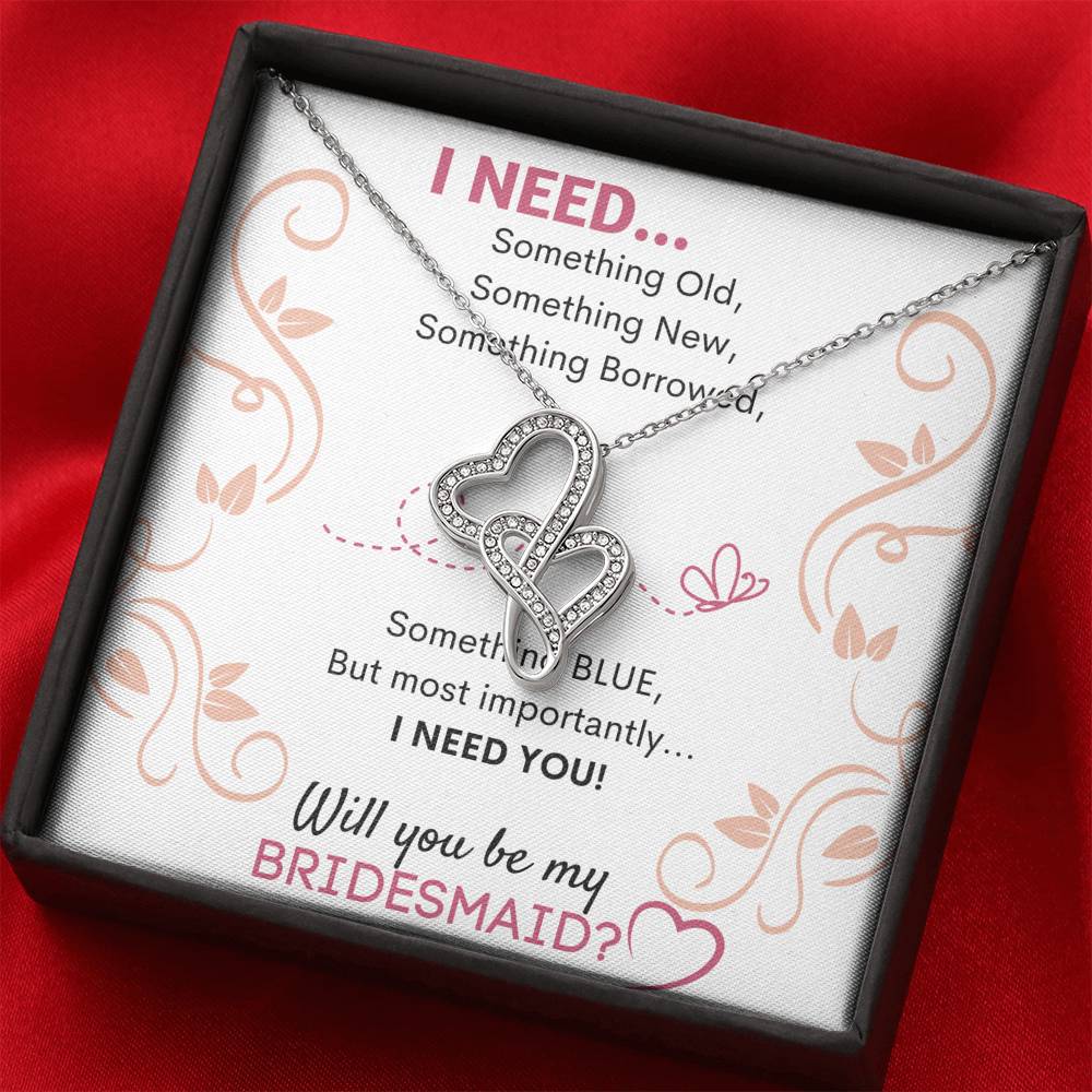 BRIDESMAID DOUBLE HEARTS NECKLACE GIFT SET - ON CLOUD NINE GIFTS