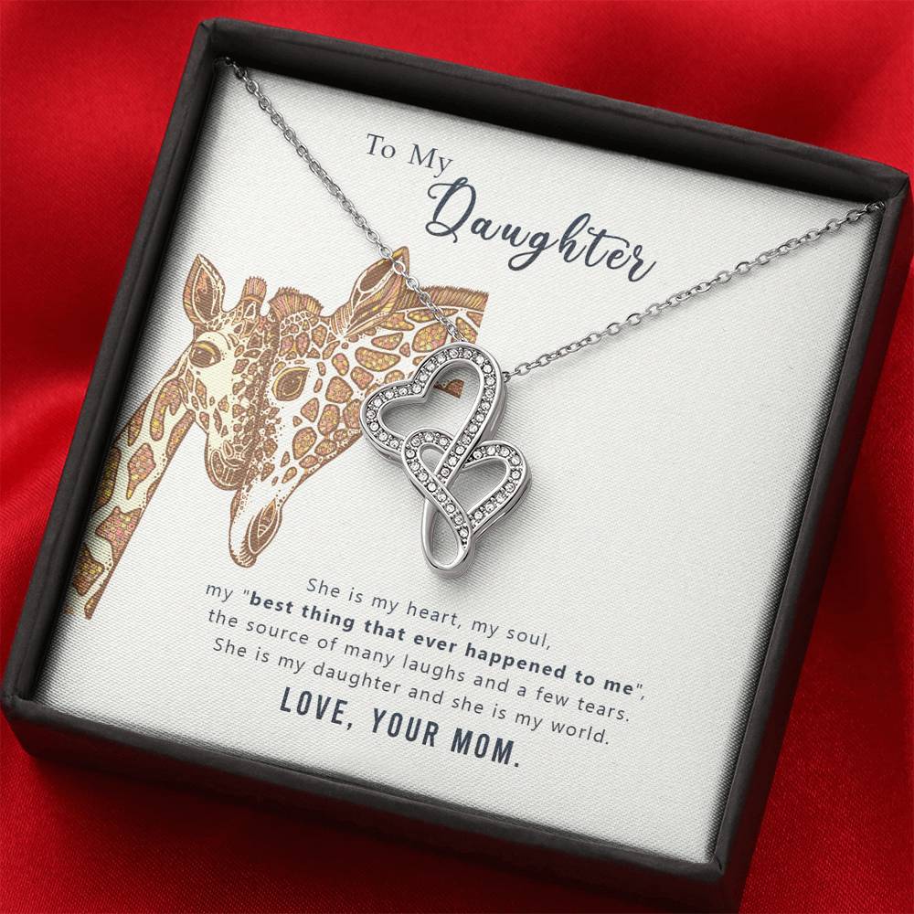 TO MY DAUGHTER "MY WORLD" DOUBLE HEARTS NECKLACE GIFT SET - ON CLOUD NINE GIFTS