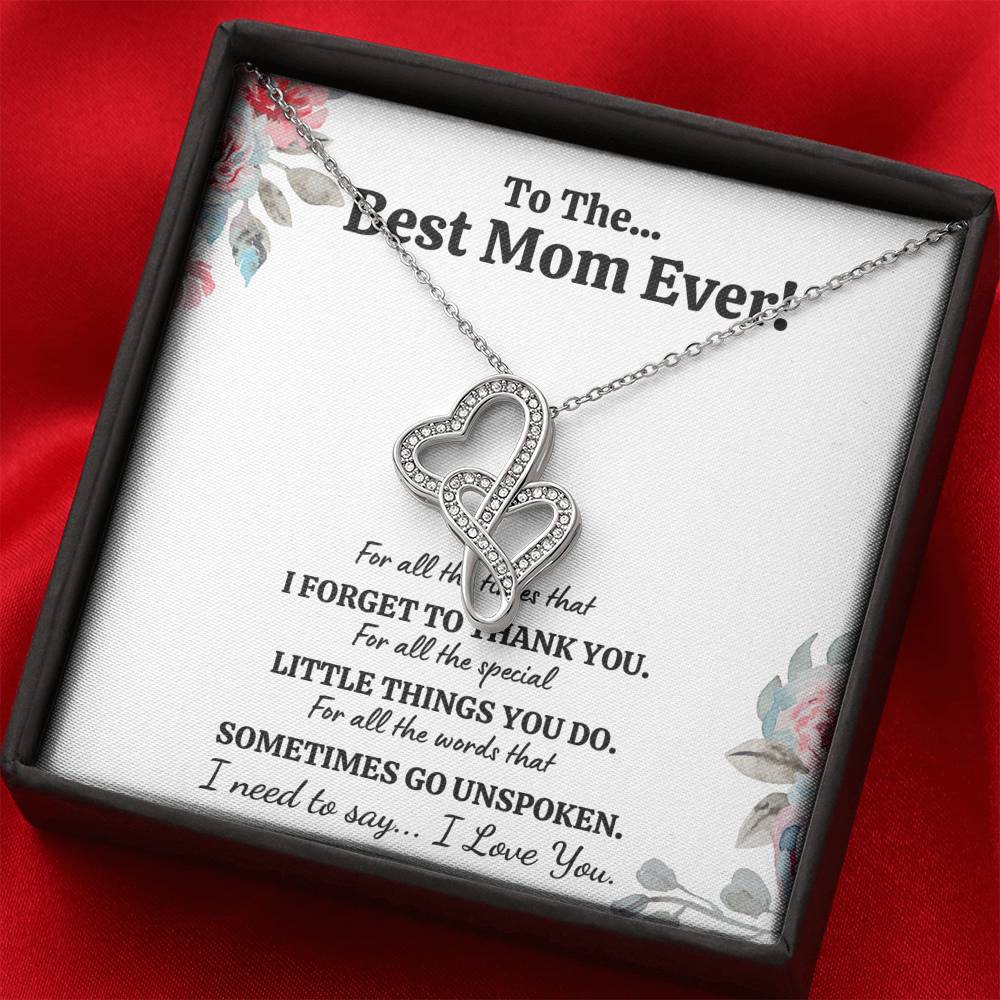 TO THE BEST MOM EVER "FOR ALL" DOUBLE HEARTS NECKLACE GIFT SET - ON CLOUD NINE GIFTS