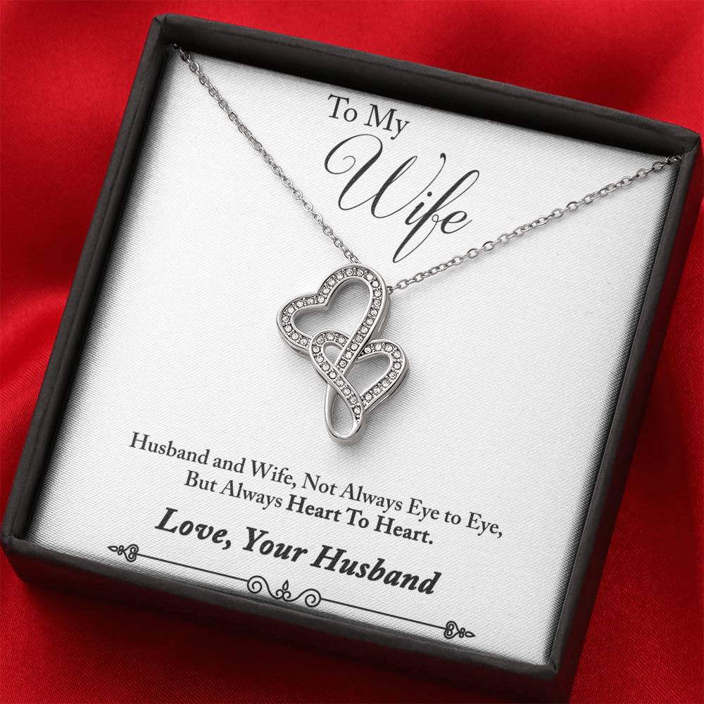TO MY WIFE "HEART TO HEART - SO" DOUBLE HEARTS NECKLACE GIFT SET - ON CLOUD NINE GIFTS
