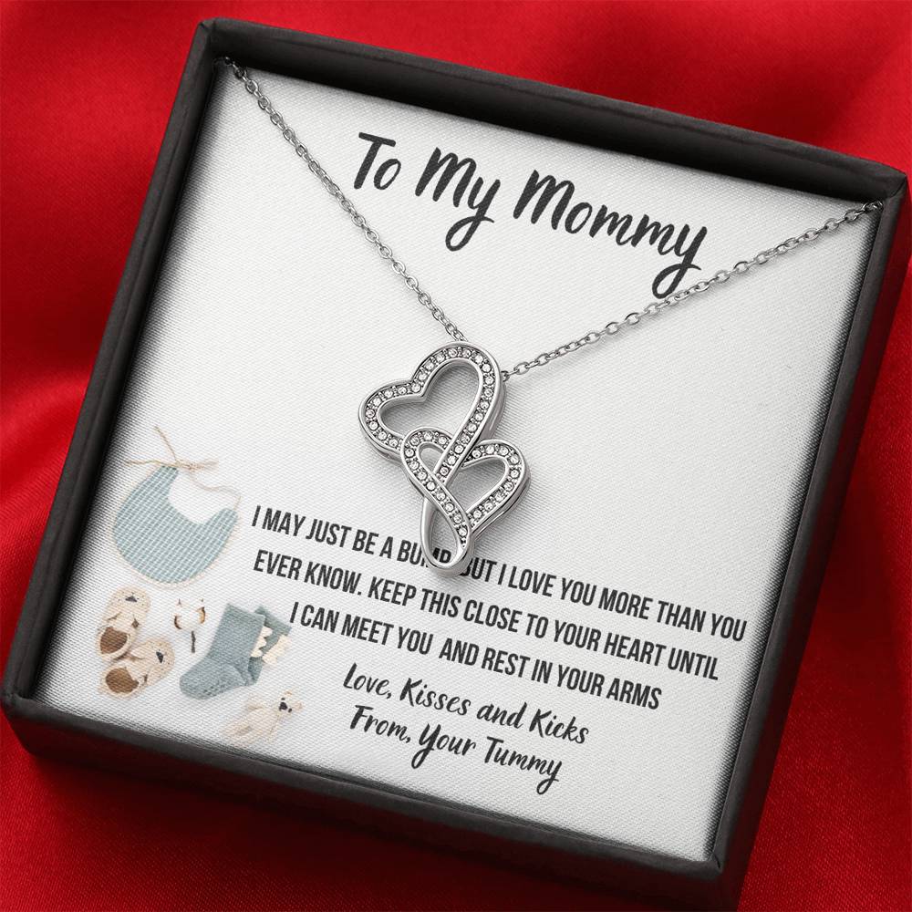 TO MY MOMMY "BABY F" DOUBLE HEARTS NECKLACE GIFT SET - ON CLOUD NINE GIFTS