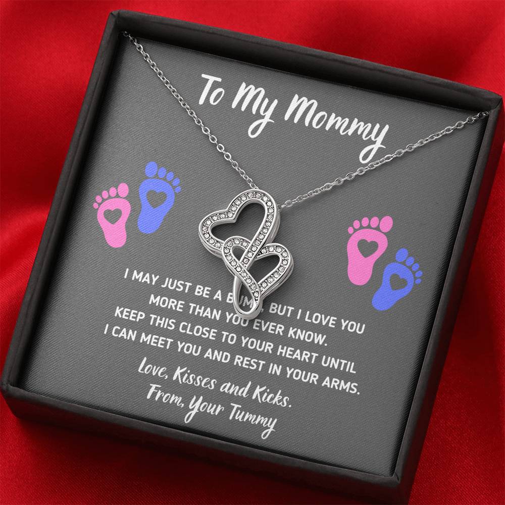 TO MY MOMMY "HEART-FEET" DOUBLE HEARTS NECKLACE GIFT SET - ON CLOUD NINE GIFTS