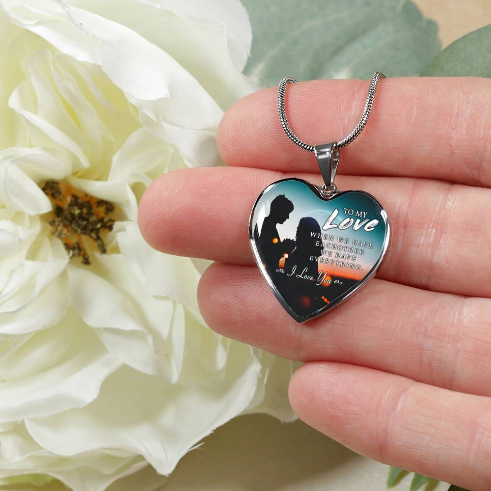 TO MY LOVE "EVERYTHING-PB" ENGRAVING HEART NECKLACE GIFT SET - ON CLOUD NINE GIFTS