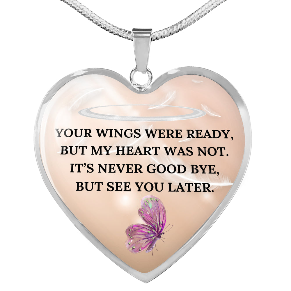 YOUR WINGS WERE READY REMEMBRANCE ENGRAVING HEART NECKLACE GIFT SET - ON CLOUD NINE GIFTS