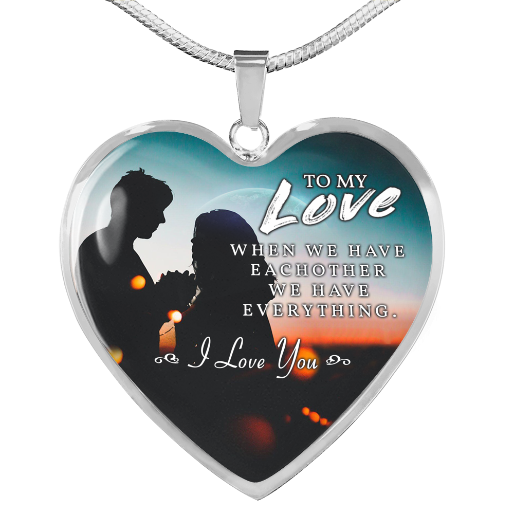 TO MY LOVE "EVERYTHING-PB" ENGRAVING HEART NECKLACE GIFT SET - ON CLOUD NINE GIFTS