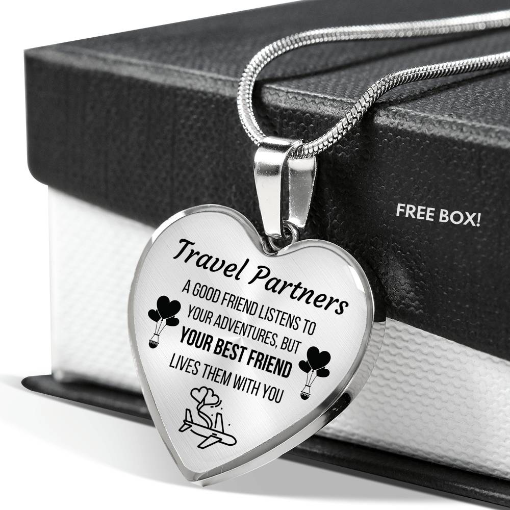 TRAVEL PARTNERS LUXURY NECKLACE | CUSTOM ENGRAVING | GIFT BOX - ON CLOUD NINE GIFTS