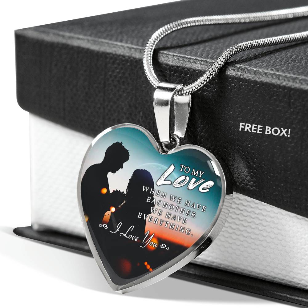 TO MY LOVE "EVERYTHING-PB" ENGRAVING HEART NECKLACE GIFT SET - ON CLOUD NINE GIFTS