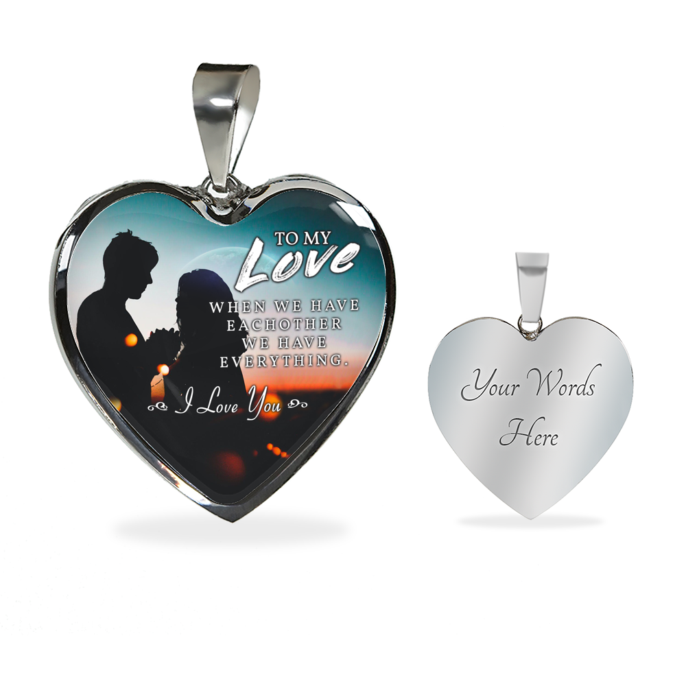 TO MY LOVE "EVERYTHING-PB" ENGRAVING HEART NECKLACE GIFT SET - ON CLOUD NINE GIFTS