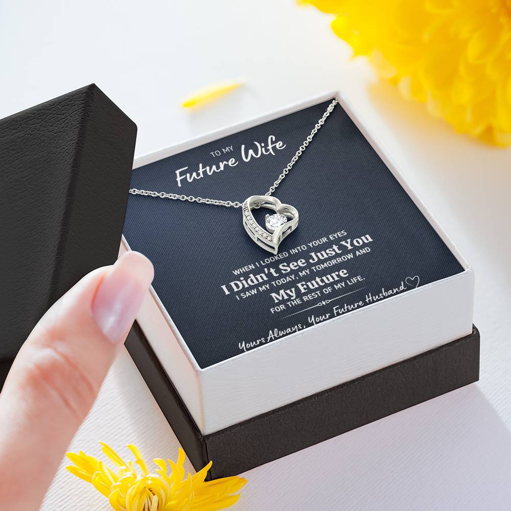 TO MY FUTURE WIFE "LOOKED INTO YOUR EYES" HEART NECKLACE GIFT SET - ON CLOUD NINE GIFTS