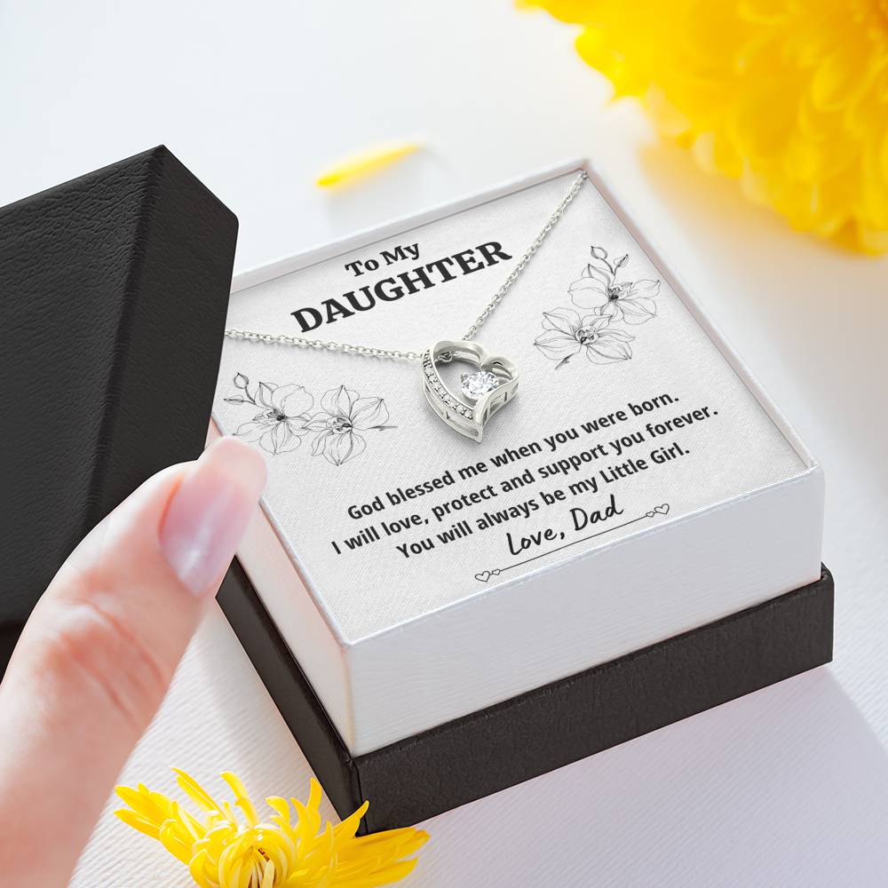 TO MY DAUGHTER FROM DAD "LITTLE GIRL" HEART NECKLACE GIFT SET - ON CLOUD NINE GIFTS